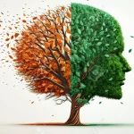 The shedding of leaves from a tree that is turning brown is a representation of Alzheimers disease, while a gust of wind representing an impending storm is suggestive of chaos or memory loss