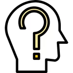 Outline of a head with a question mark